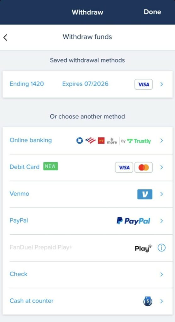 Select your payment method.